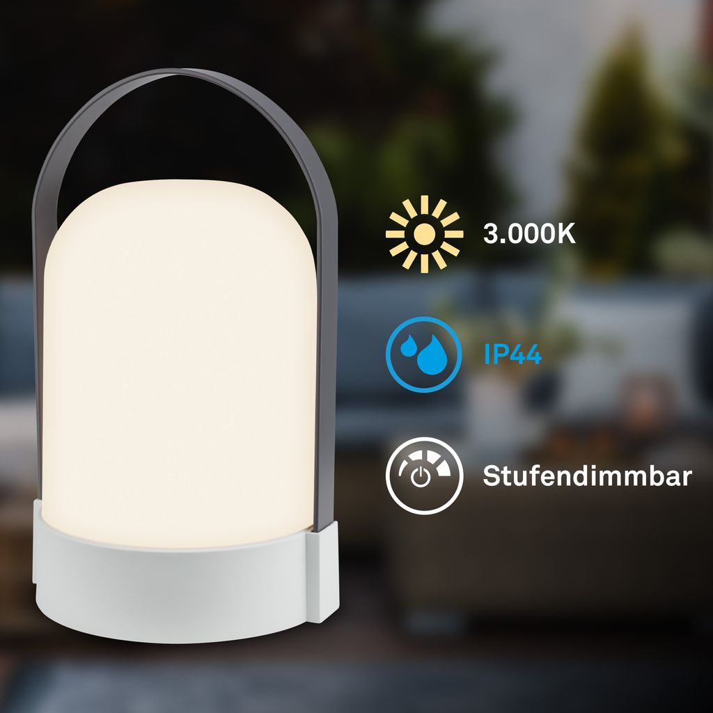Asa Big Tischlampe - 1W, 90lm, Kabellos, LED, Dimmbar, Warmweiß, Lichtgrau