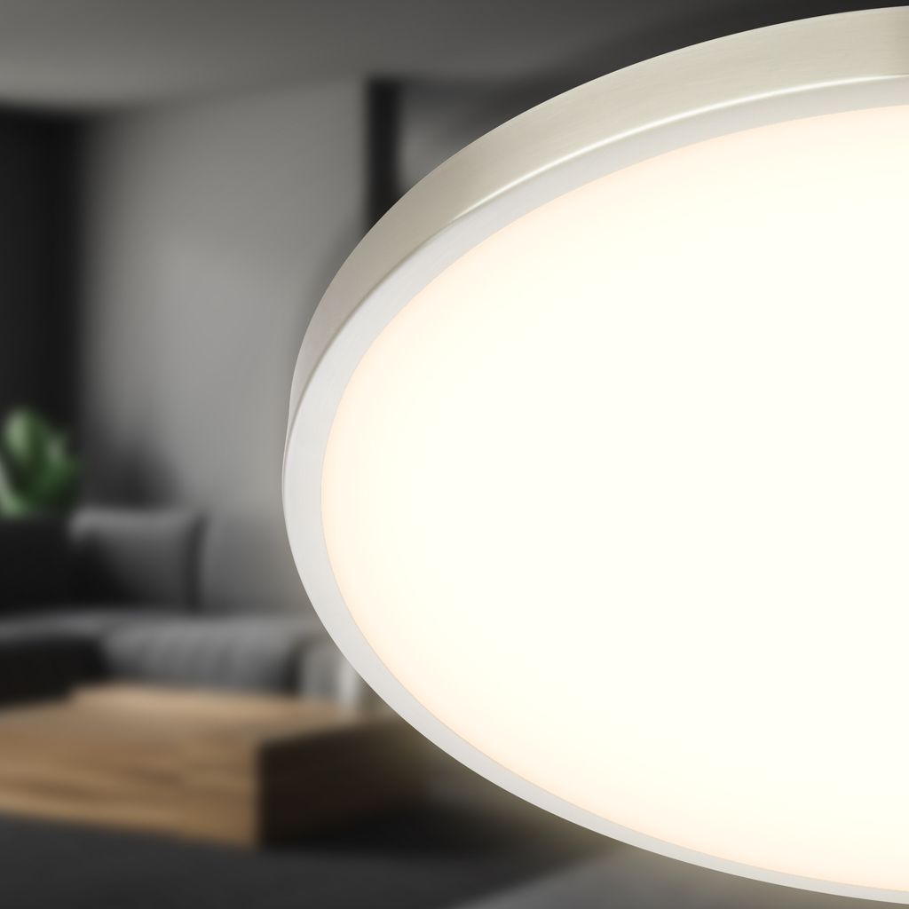 Competo Deckenleuchte Ø33 cm - 22W, 2400lm, LED, Warmweiß, Nickel-Matt