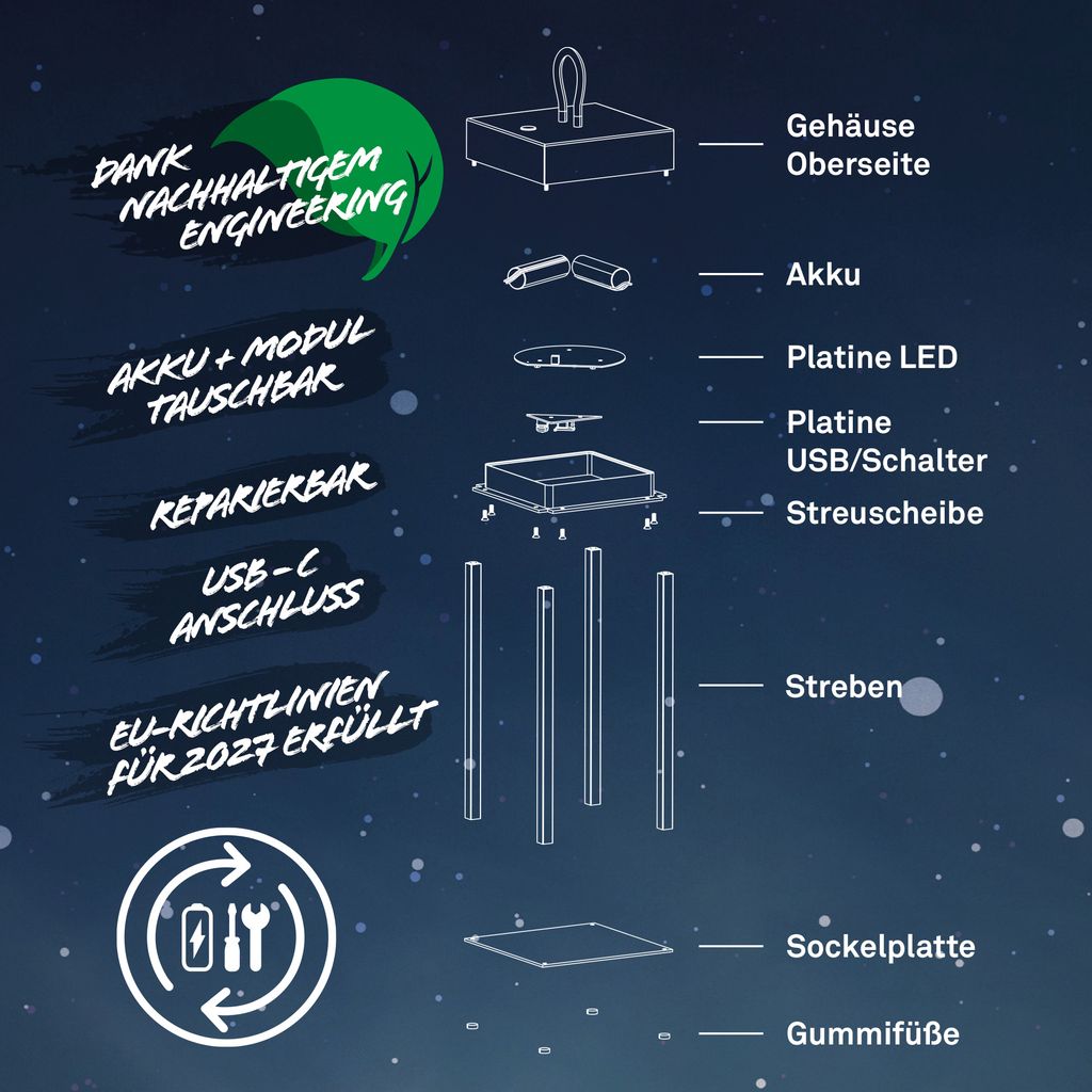 LED Tischlampe kabellos LED Laterne Aussen/Innen Terrasse Dimmbar Touch Akku 8