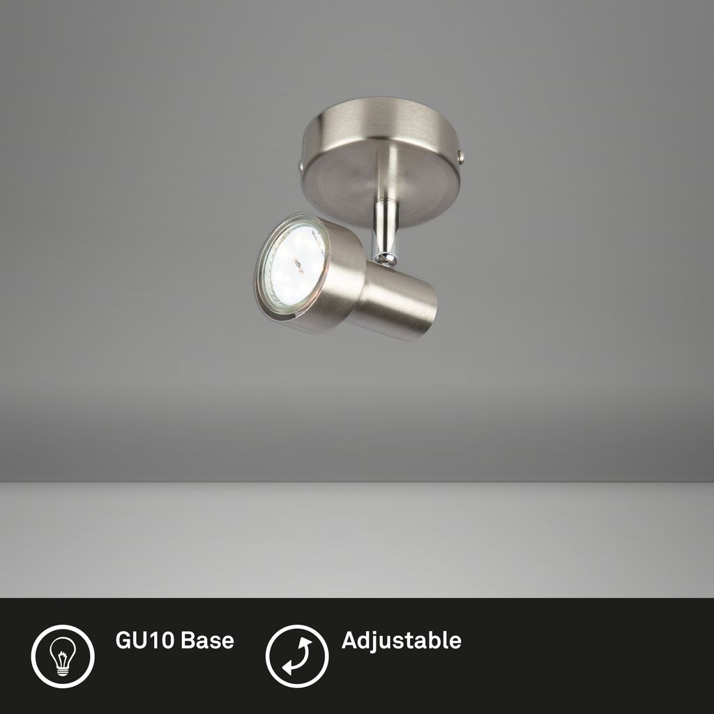 LED Spot Wandleuchte schwenkbar 1xGU10 3000K Ø8cm 3W nickel Metall Briloner 2