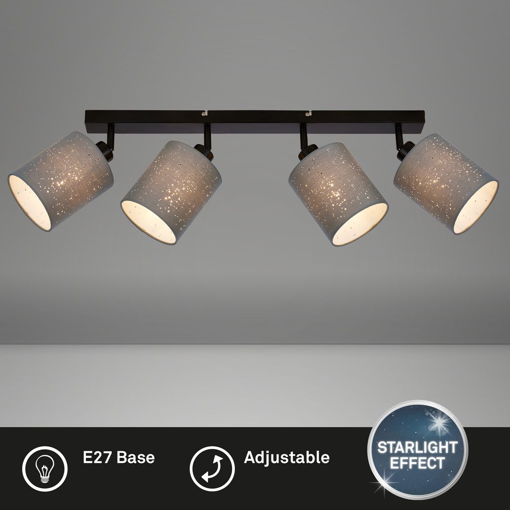 Deckenleuchte Glitzereffekt 4xE27 25 W grau-schwarz Metall-Stoff Briloner 2