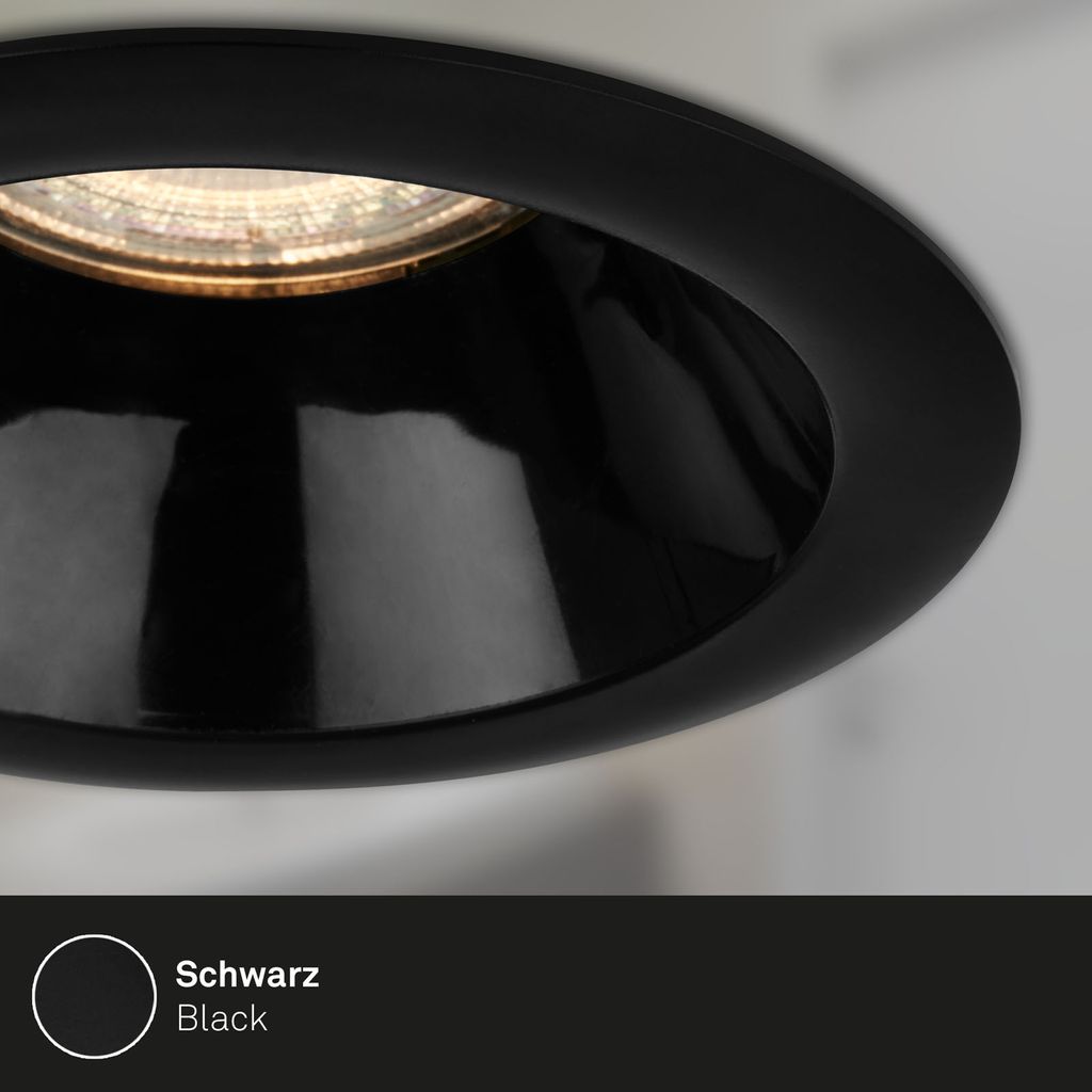 LED Einbauleuchten 3er Set GU10 versenkte Fassung IP23 schwarz Ø9.5cm Briloner 4