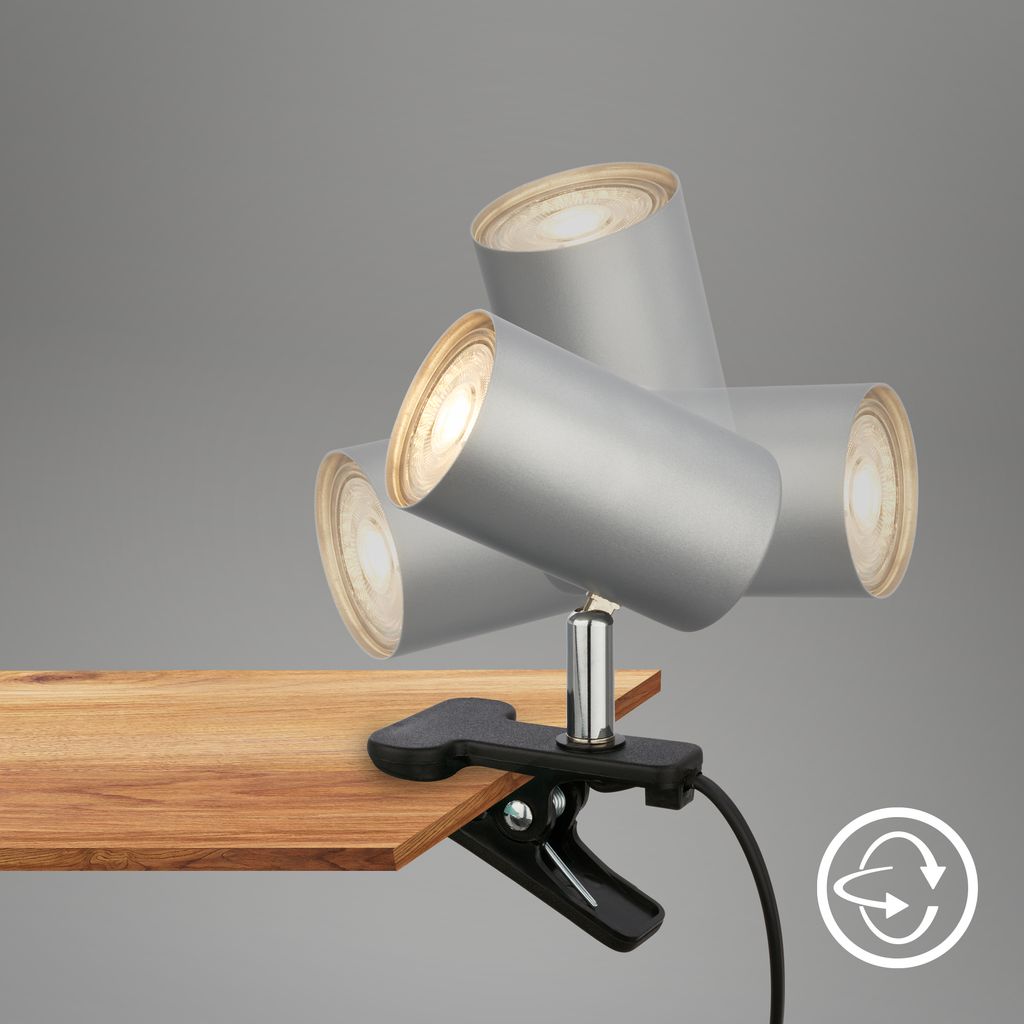 Briloner Klem Schreibtischlampe, Schwenkbar, Klemmbar, Chrom-Matt