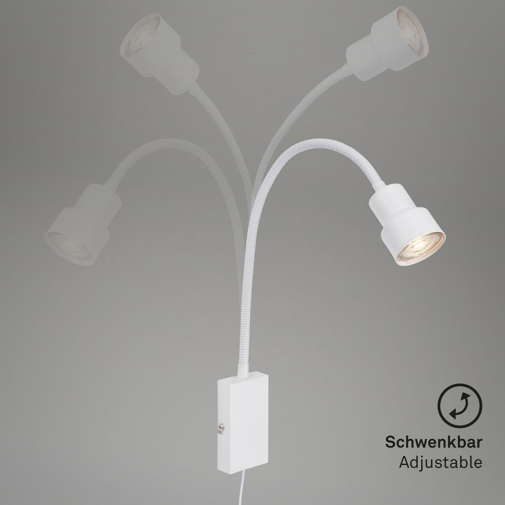 LED Wandleuchte Bettleuchte Touchfunktion Flexarm GU10 5W Weiß Briloner 4