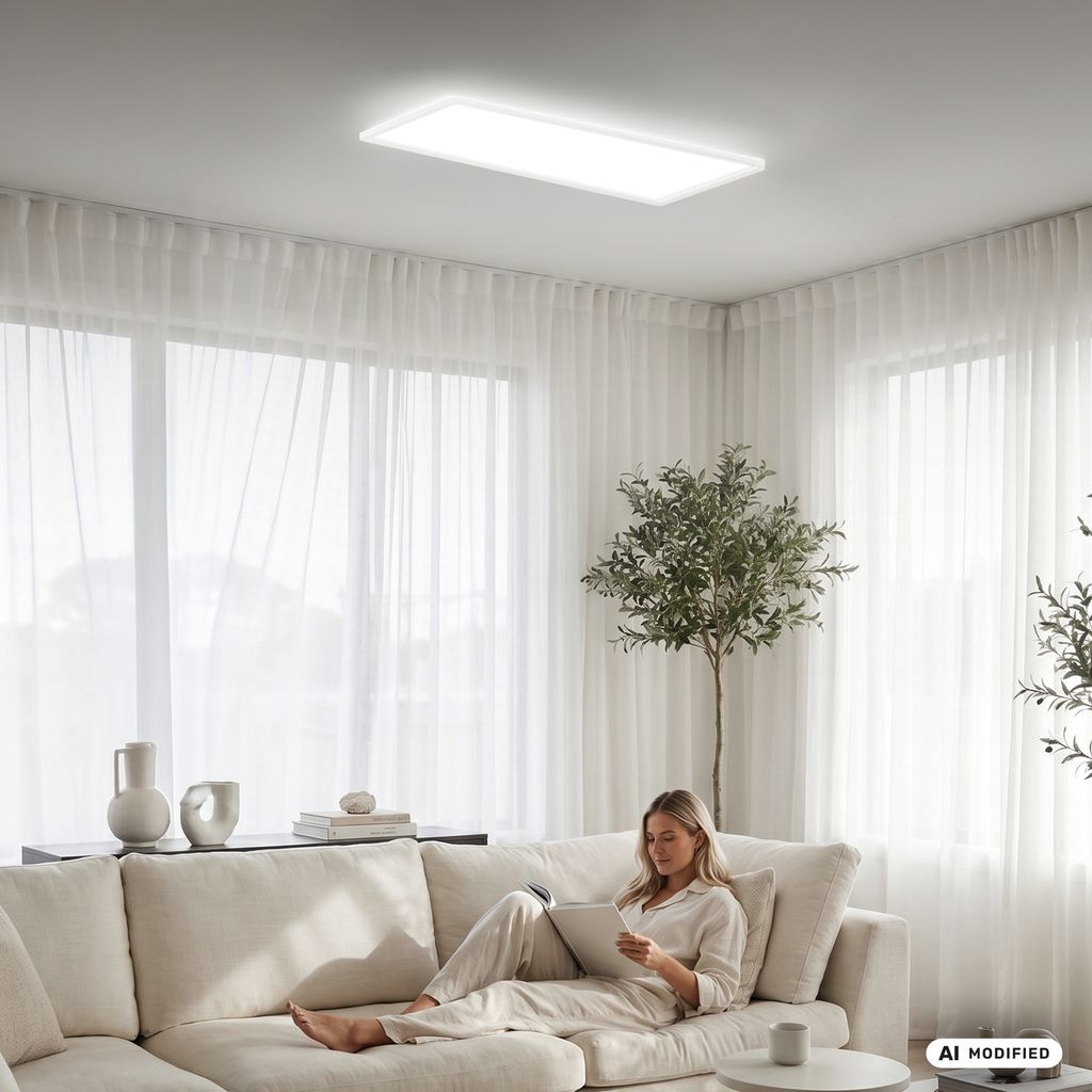 Briloner Move LED Plafonnier IP44, rétroéclairage, détecteur de mouvement, blanc