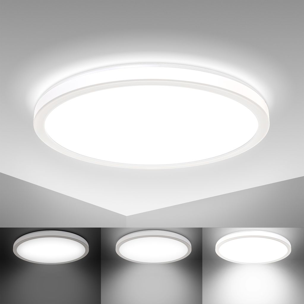 LED Panel Ø29,3 cm - 18W, 2400lm, dimmbar, flach, backlight, neutralweiß, weiß