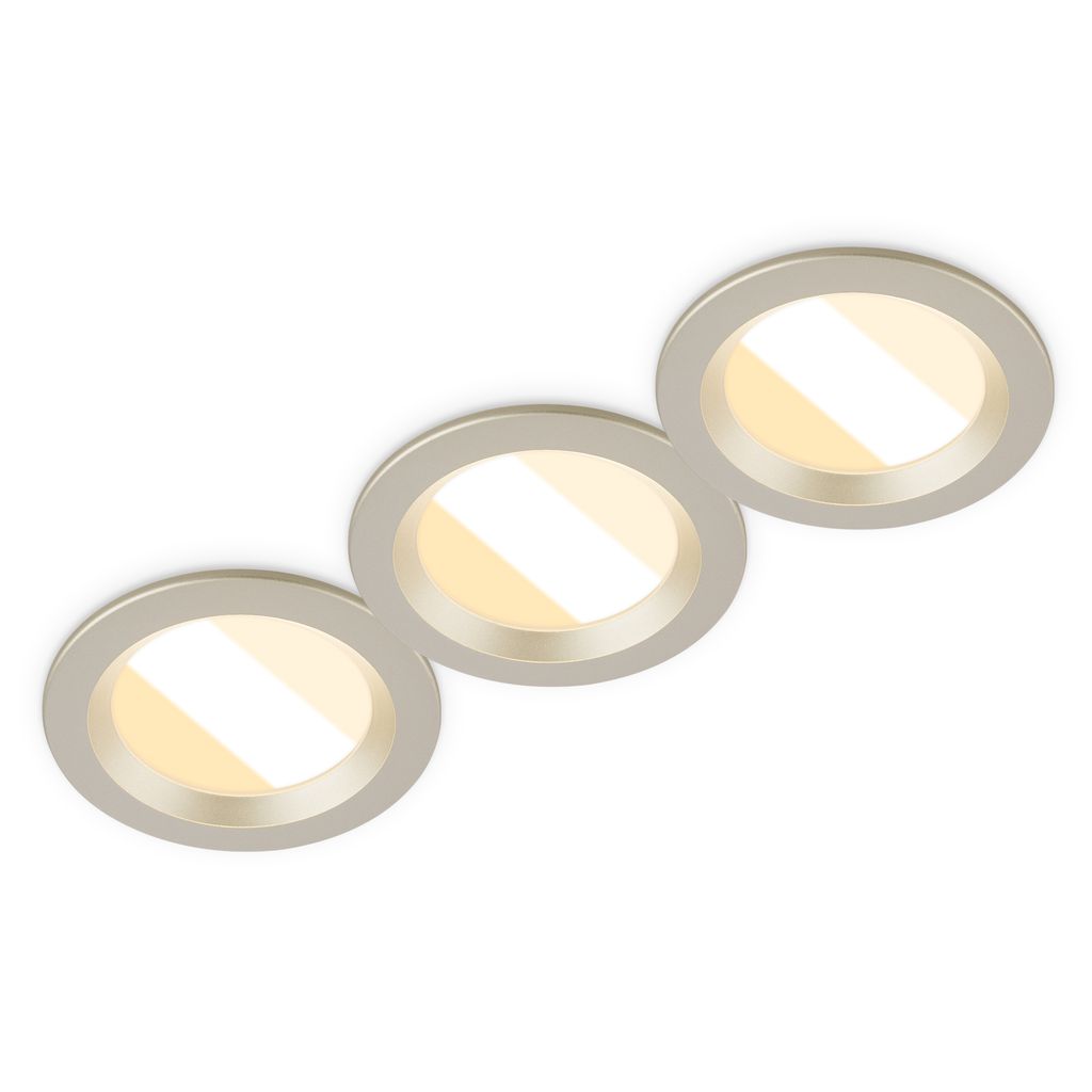 Briloner Raynolt LED Einbaustrahler 68mm 3er Set - 230V, 3,5W, 450lm, CTS Schalter, Nickel-matt