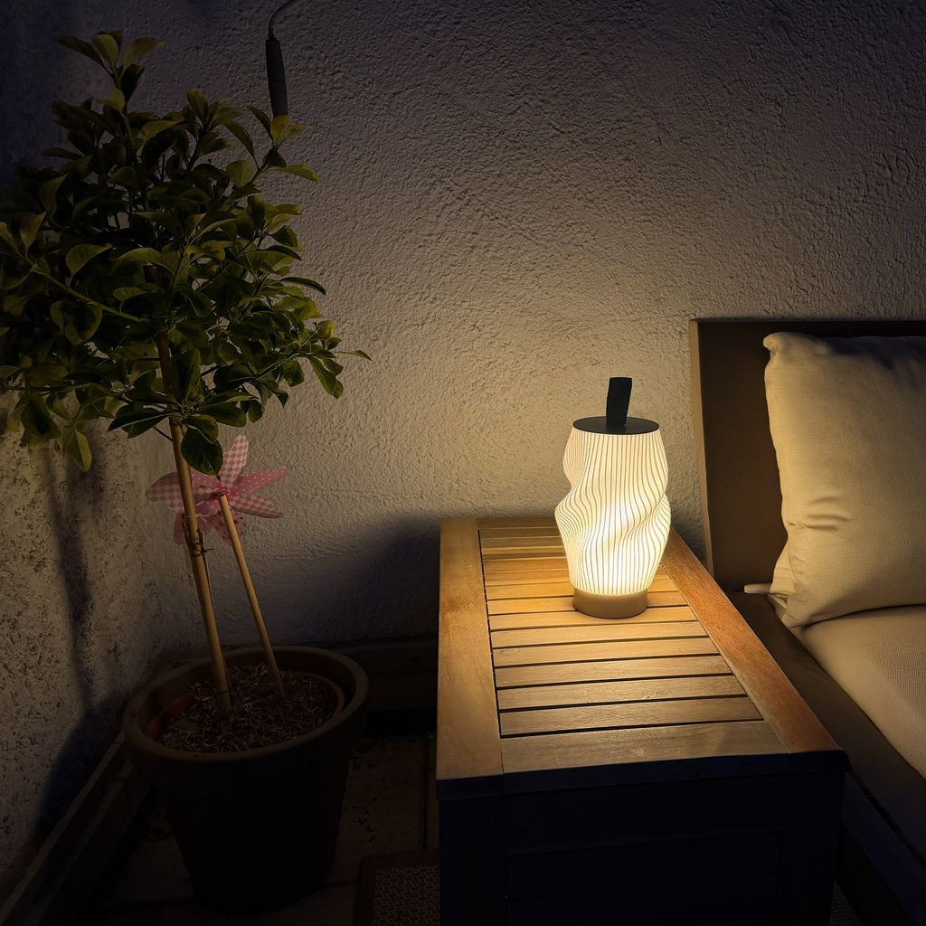 Tubi Tischleuchte - 2W, 150lm, Akku, LED, Touch, Dimmbar, 3D-Druck, Beige