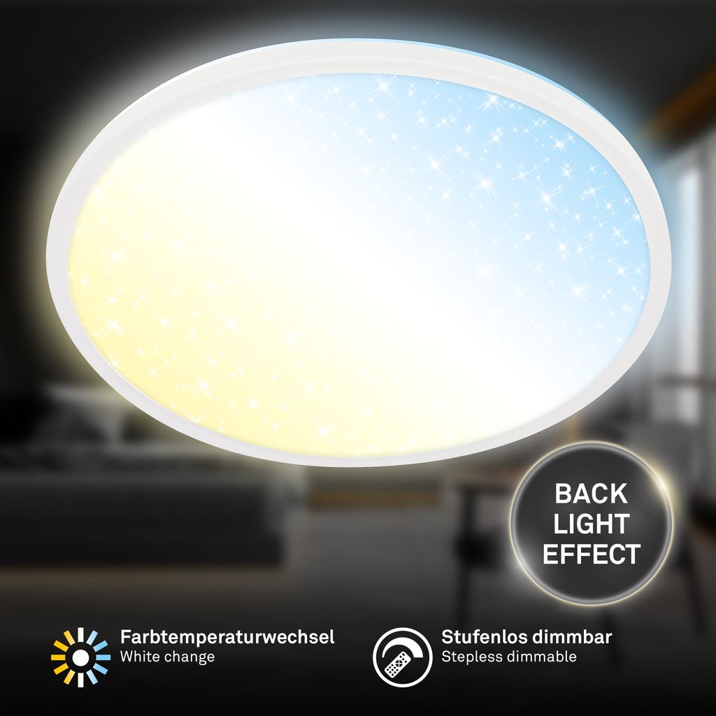 Slim LED Panel Ø37,5 cm - 22W, 3000lm, Fernbedienung, Dimmbar, Weiß