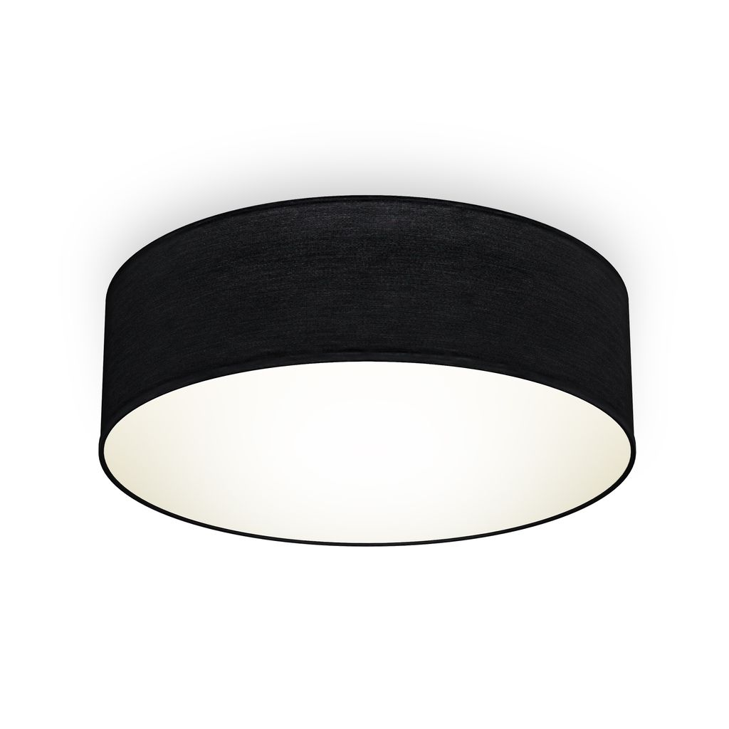 B.K.Licht Ceiling Lamp Shade, Ø11,8in, Black Fabric, E27 Socket, Bulb not Included, Flush Mount Ceiling Fitting, Modern Light Fitting for Bedroom, Living Room, Dining Area, IP20