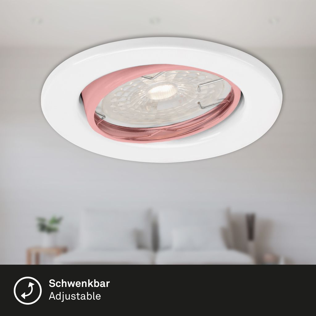 LED Einbauleuchten 3er Set GU10 dimmbar schwenkbar 5.5 W weiß Metall Briloner 2