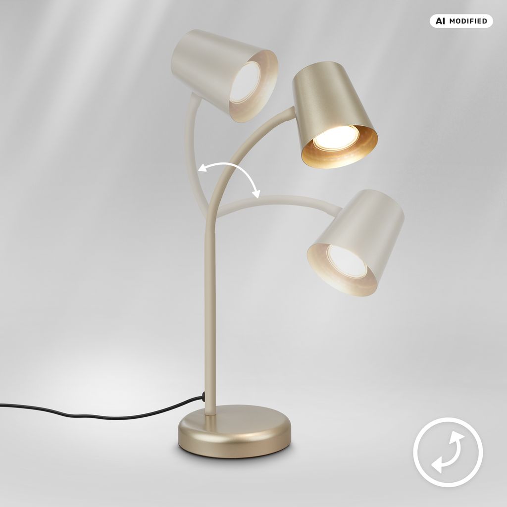 Skriva Tischlampe - Schwenkbar, Schalter, GU10 Fassung, max. 9W, Satin-Metallic