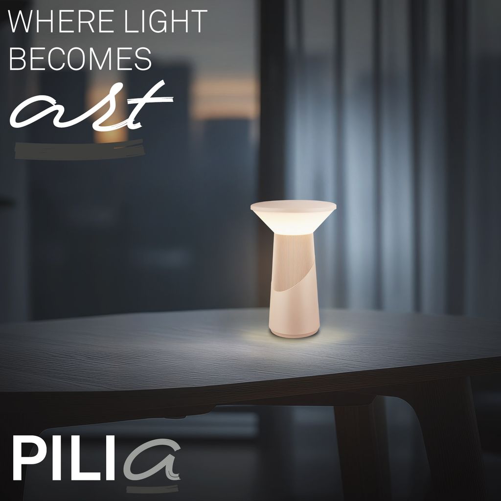 Briloner LED Tischlampe Kabellos 15x24cm 2.6W 200lm 2700K Warmweiß Dimmbar Design Award Beige - Tischleuchte Wohnzimmer Schlafzimmer Balkon 1