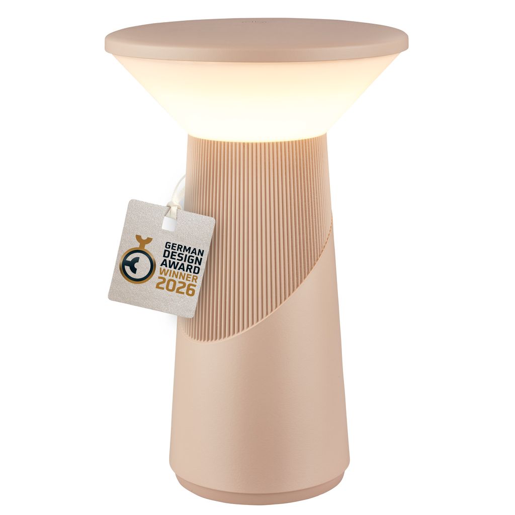 Briloner LED Tischlampe Kabellos 15x24cm 2.6W 200lm 2700K Warmweiß Dimmbar Design Award Beige - Tischleuchte Wohnzimmer Schlafzimmer Balkon 0