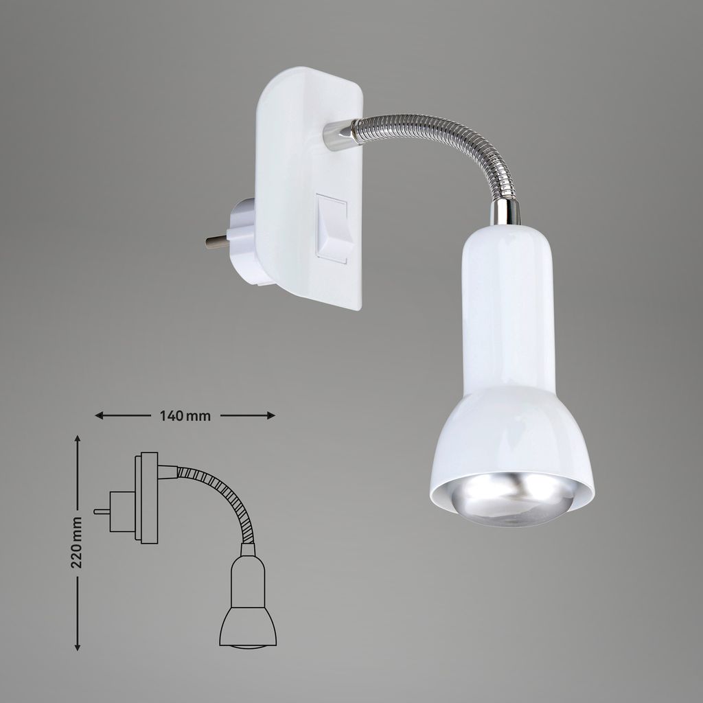 Steckerleuchte Steckerspot Nachtlicht 1xE14 25W Flexarm verstellbar Briloner 21
