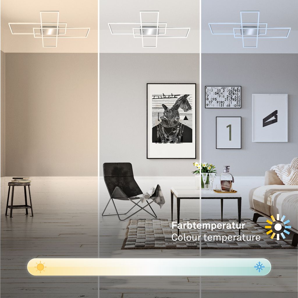 Roami LED Deckenlampe, Dimmbar, Fernbedienung, CCT Funktion, Chrom-Alu