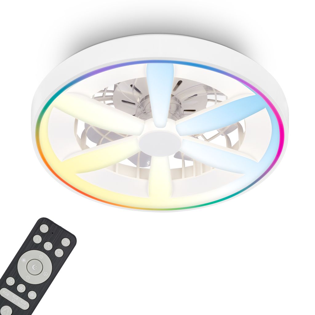 Deckenventilator mit Beleuchtung Fernbedienung Ventilator Dimmbar RGBIC CCT 0