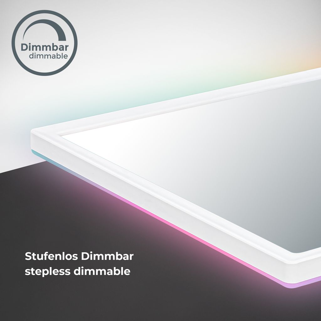 LED Panel 58x20 cm - 22W, 3000lm, dimmbar, Fernbedienung, CCT, RGB, weiß