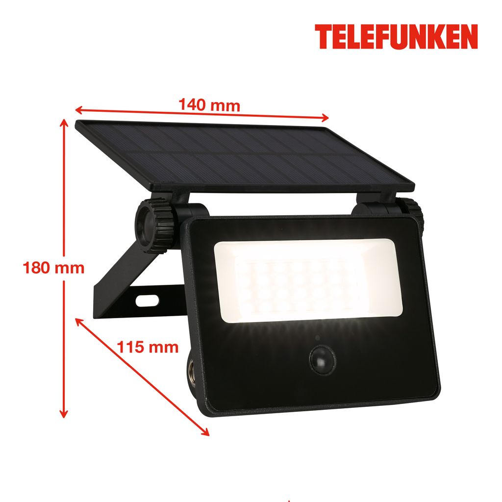 Telefunken LED Strahler Solar, Bewegungsmelder, Dämmerungssensor