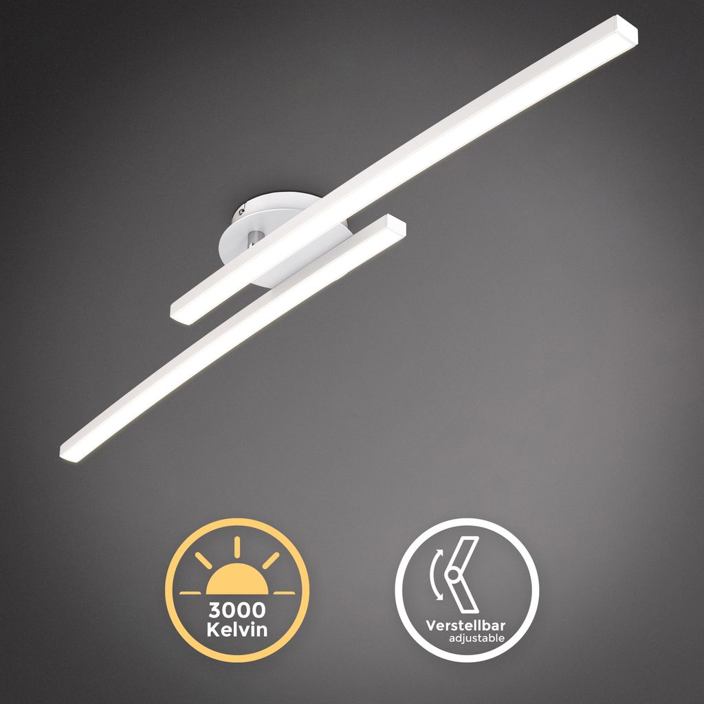 Deckenlampe 57,5x12 cm - 12W, 1300lm, LED, warmweiß, weiß