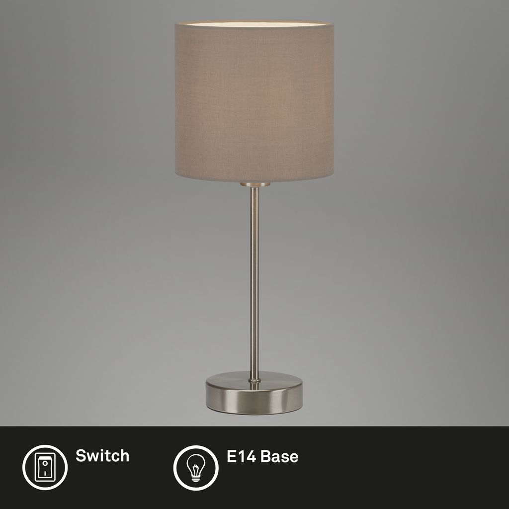 Tischleuchte BRILONER LEUCHTEN FABRIC. 25 W. IP20. taupe. Metall-Stoff. exkl. 1x E14. Ø 16 xcm 1
