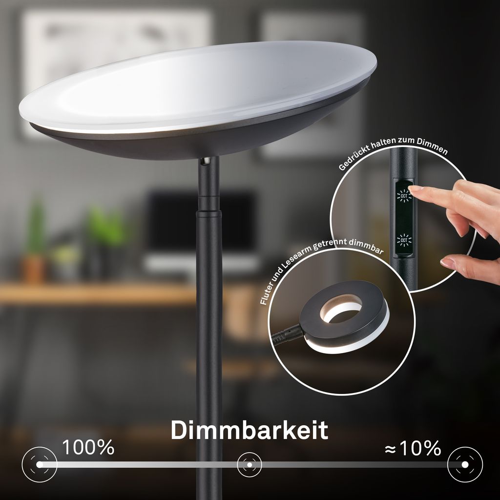 Sira Stehlampe - Dimmbar, LED, Lesearm, CCT, Schwarz