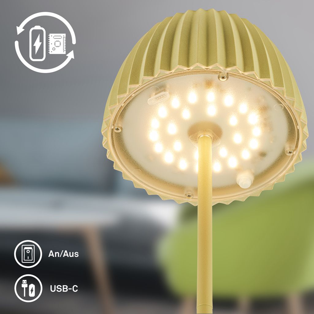 LED Tischlampe Akku LED Tischleuchte Dimmbar Kabellos Touch Aussen/Innen 10