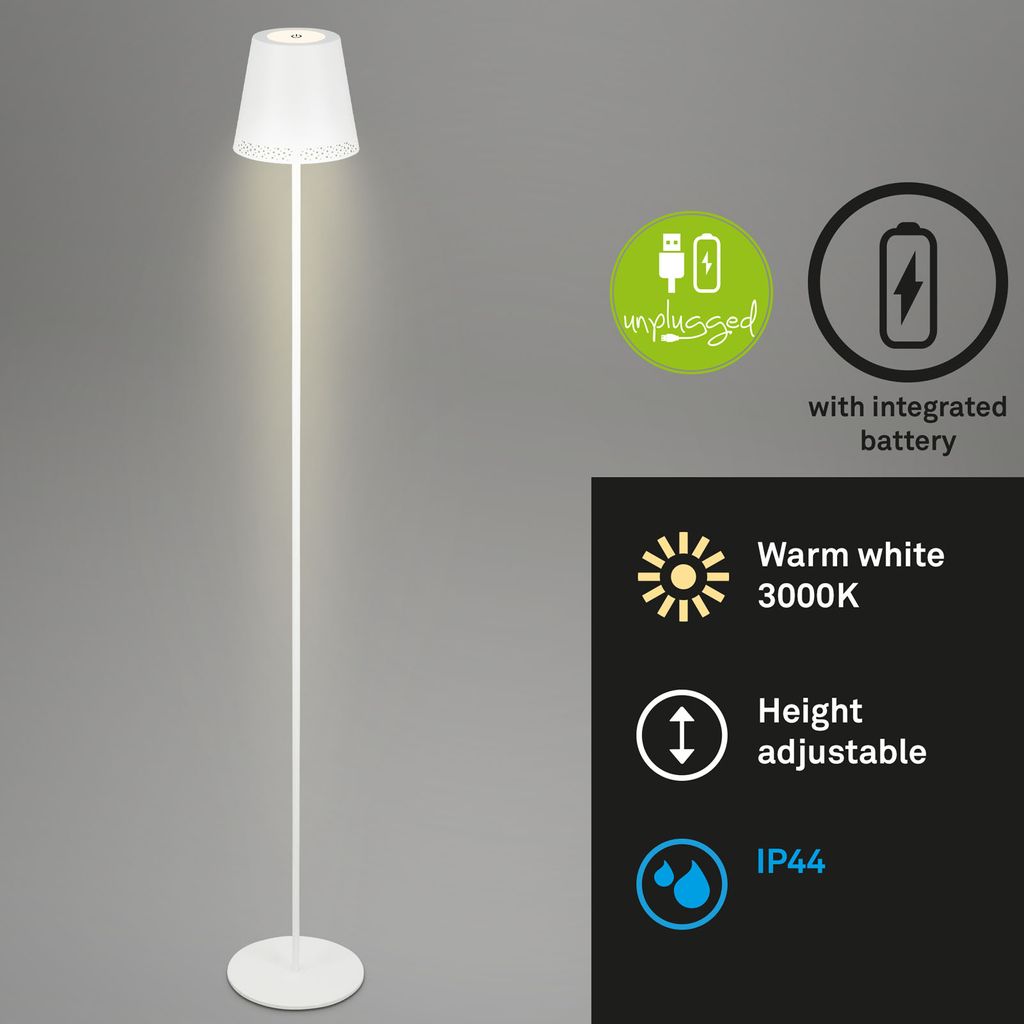 LED Akku-Stehleuchte 130 cm 3,5 Watt 400lm weiß