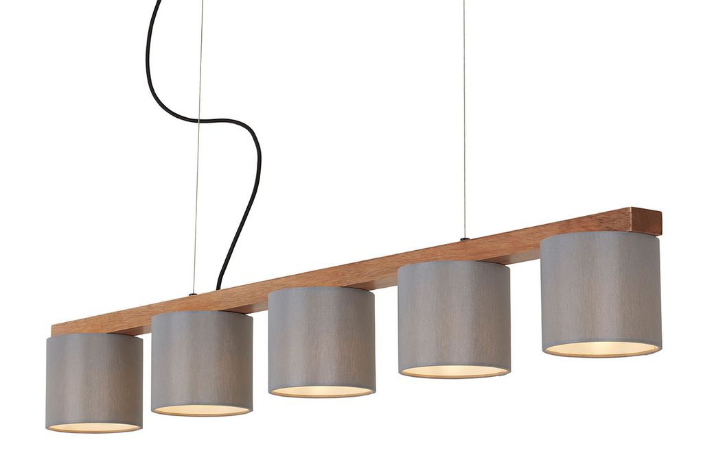 Pendelleuchte Hängelampe 5-flammig E14 max.25Watt Metall-Holz-Grau Briloner 18