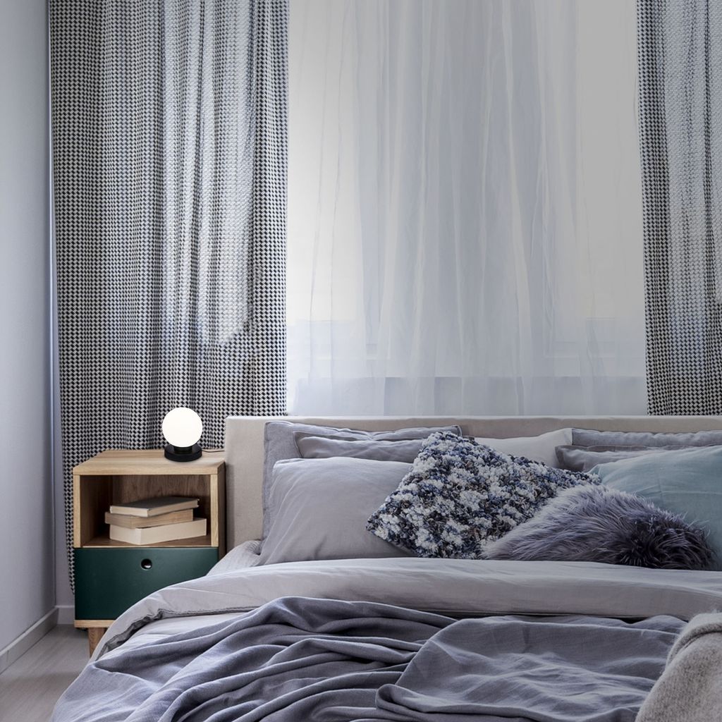 Tischleuchte Tischlampe Kabelschalter 1xE14 25 W schwarz Metall-Glas Briloner 8