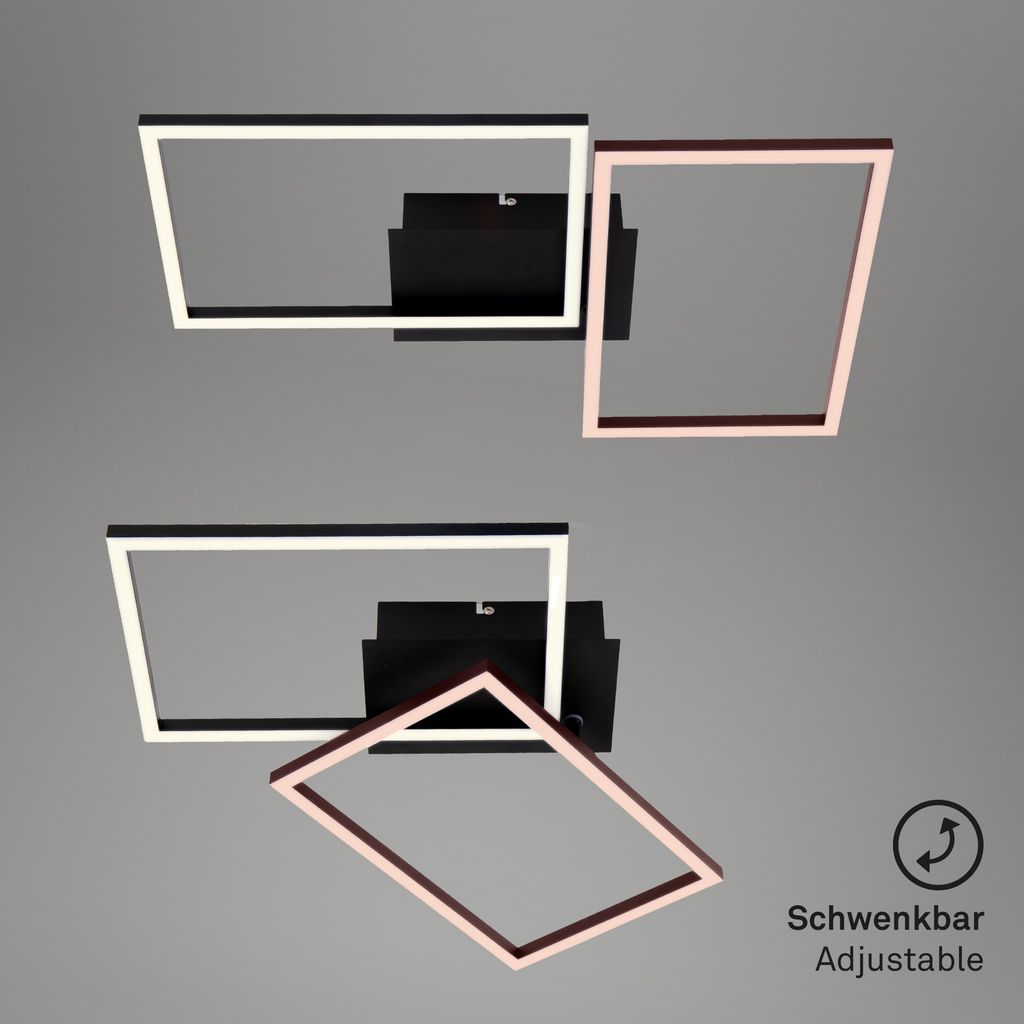 Frame LED ceiling light, dimmable, remote control, CCT, Timer, black