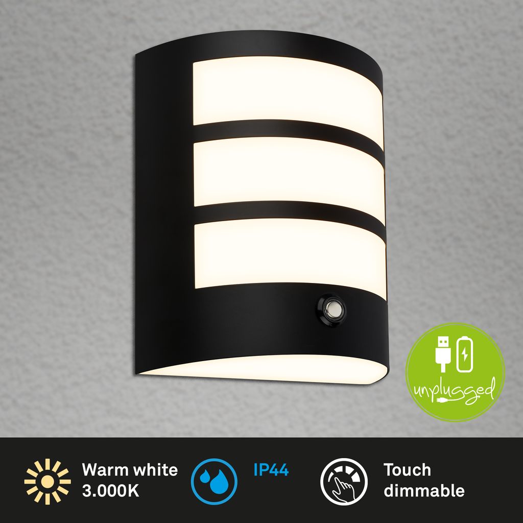 Briloner LED Wandlampe Akku, Touchfunktion, Dimmbar, Akkubetrieb