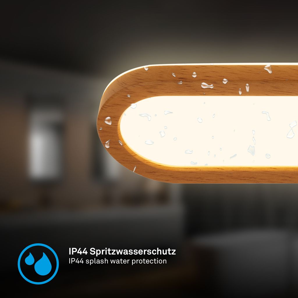 Pil Spiegelleuchte - 10W, 1200lm, LED, Backlight, 35cm, Warmweiß, Holzfarben