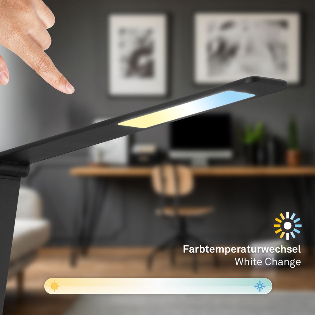 LED Schreibtischlampe Tischlampe Büro Induktive Ladefläche Dimmbar Touch CCT 6