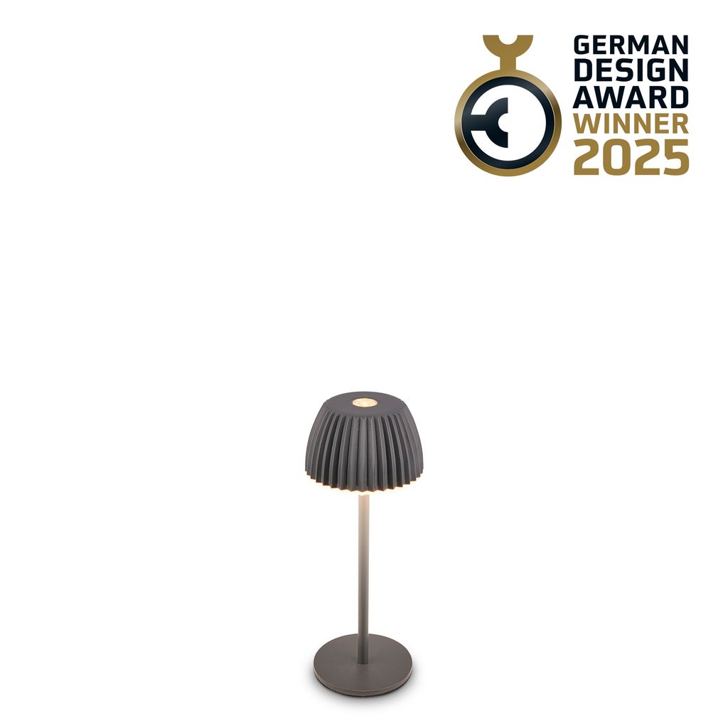 Riffle Nano Tischlampe - 1,5W, 130lm, Akku, LED, Dimmbar, Touch, German Design Award Winner 2025, Anthrazit