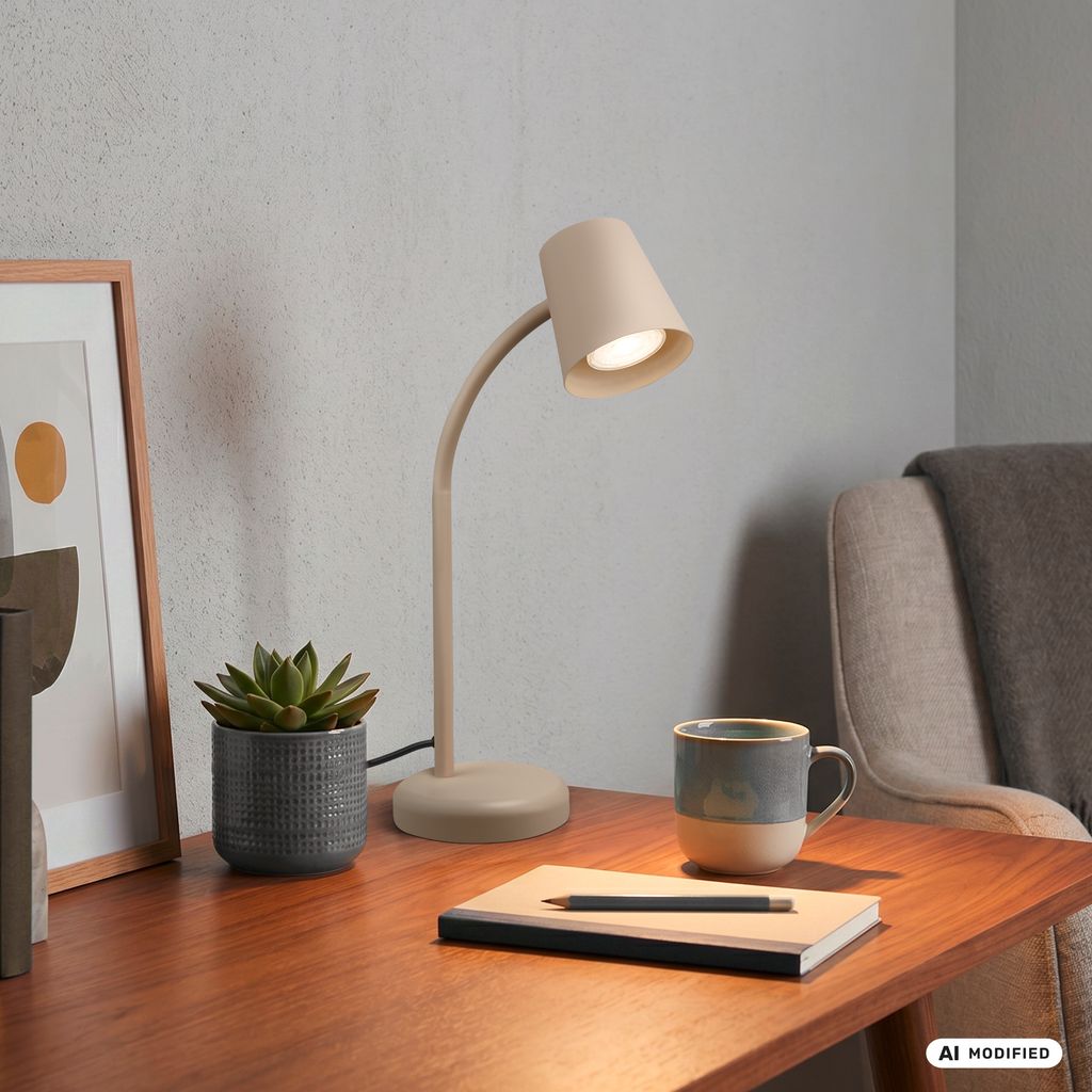 Skriva Tischlampe - Schwenkbar, Schalter, GU10 Fassung, max. 9W, Beige