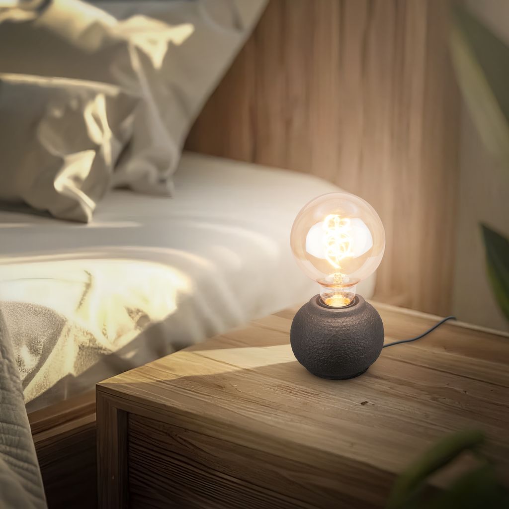 Amba Tischlampe - mit Schalter, Keramikfuß, E27 Fassung, Schwarz