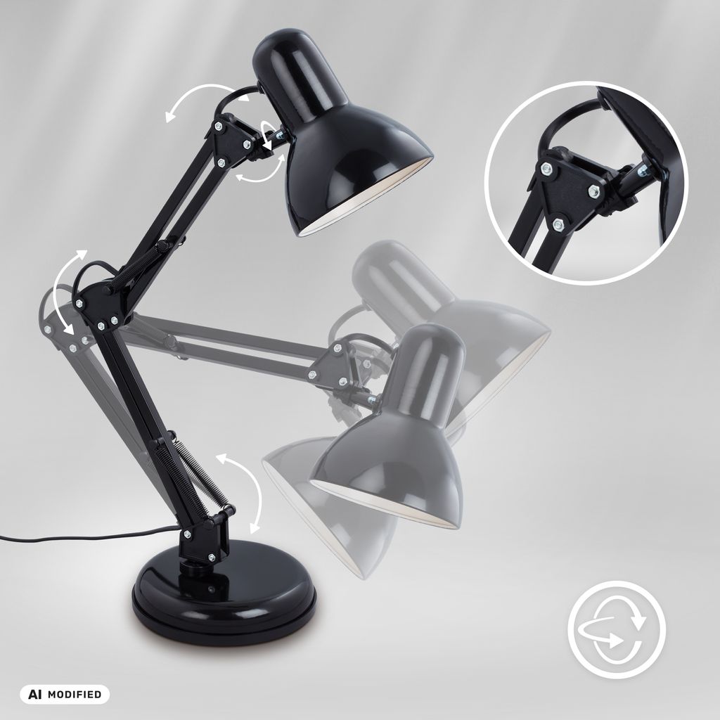 Tischleuchte, Ø 15,5 cm, max. 25 W, Schwarz