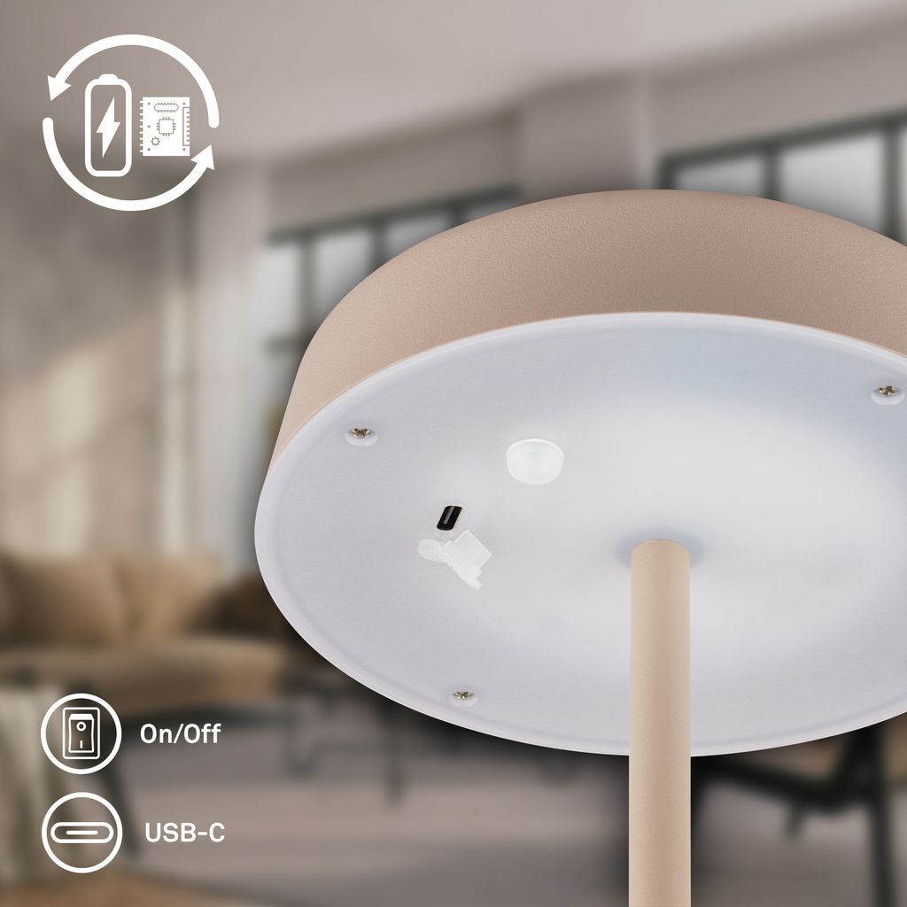 Pala Tischlampe - 2W, 200lm, Kabellos, LED, Touch, Dimmbar, Beige
