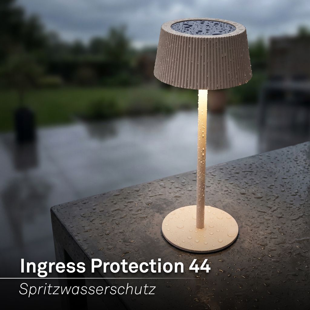 Alia Tischlampe - 2W, 150lm, Kabellos, LED, Dimmbar, Solar, Beige