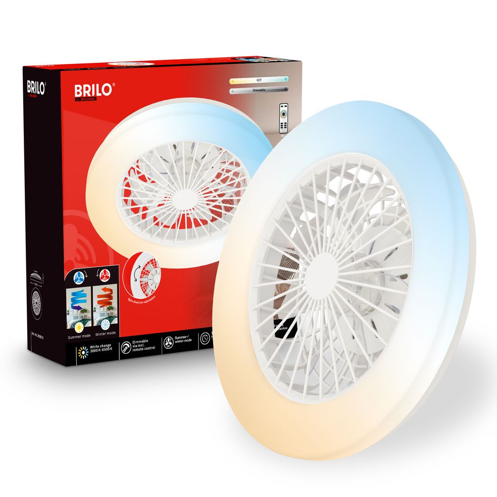FANTI LED Deckenleuchte mit Ventilator, 5 Geschwindigkeiten, Fernbedienung, CCT Funktion, Weiß