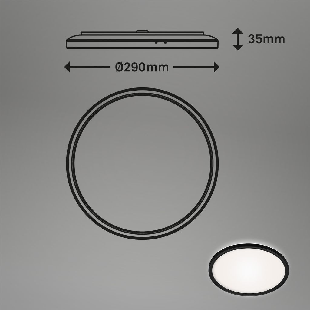 Bad Deckenleuchte, Ø 29 cm, 19 W, 2400 lm, Schwarz