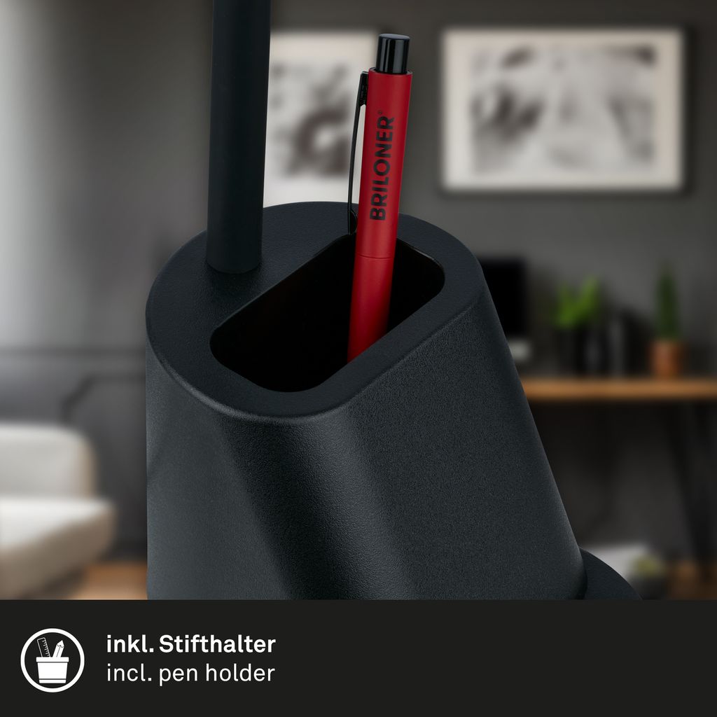 Briloner Pahu Schreibtischlampe, Schwenkbar, Stiftehalter, Schwarz