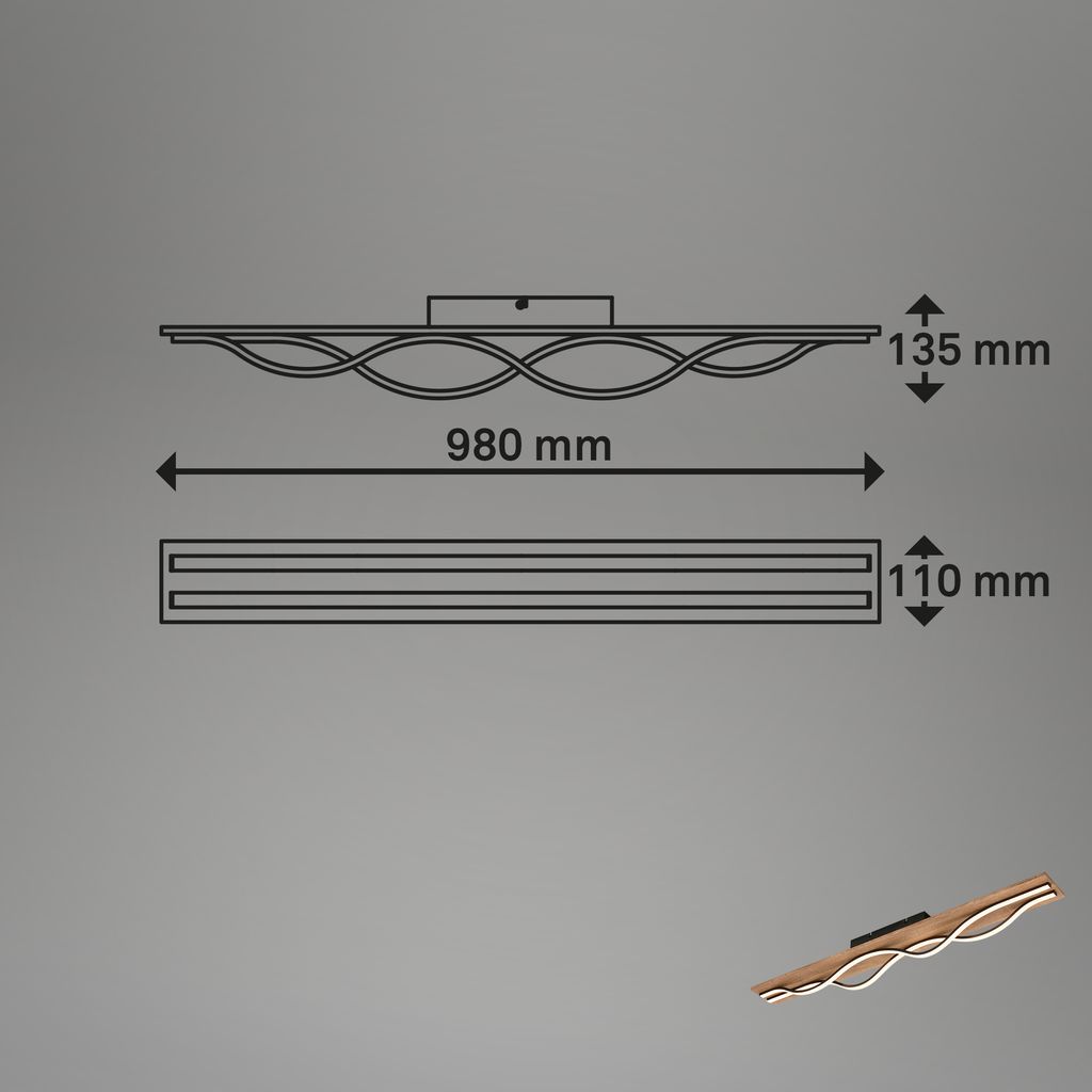 Deckenlampe Wellenförmige Deckenleuchte Schlafzimmer Wohnzimmer Warmweiß Holz 7