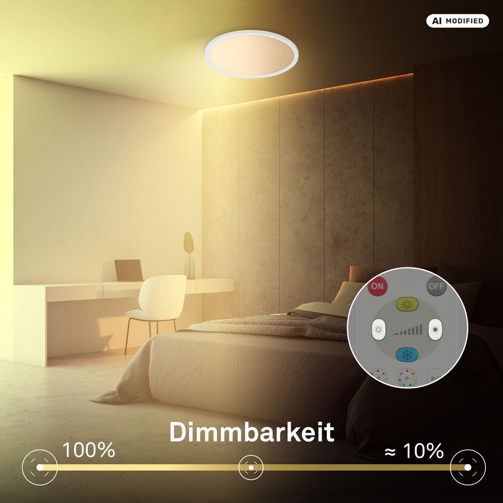 Happy LED Panel Ø29 cm - 17W, 2400lm, Fernbedienung, Dimmbar, CCTIC, RGBIC, Weiß