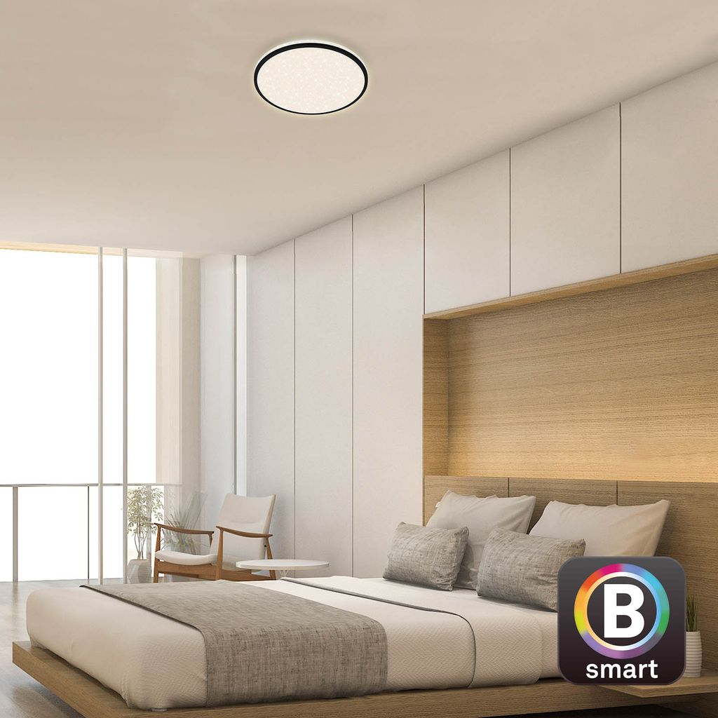 Sternenhimmel CCT LED Deckenleuchte, Ø 33,3 cm, 24 W, 2500 lm, Schwarz