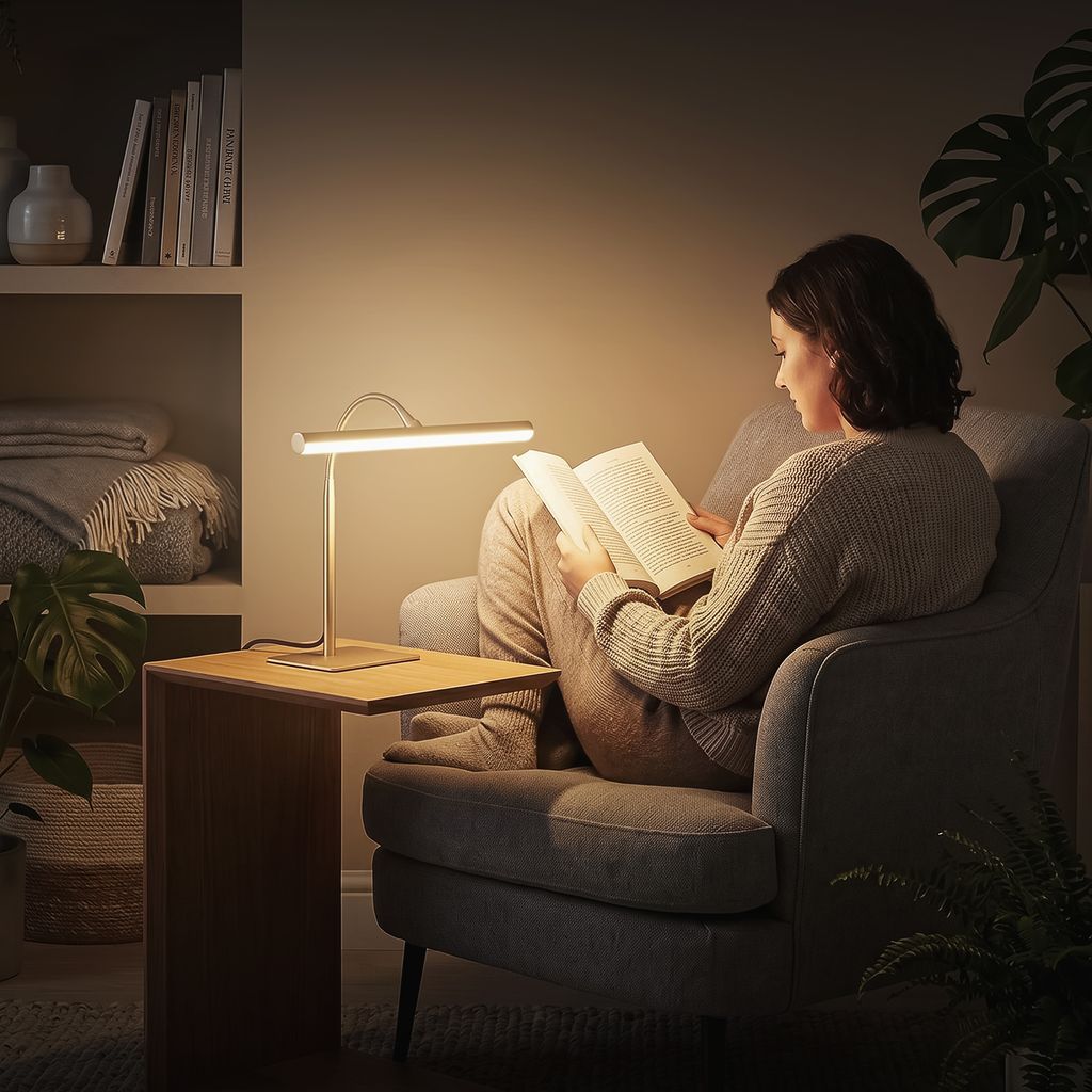 Lectra Schreibtischlampe - 7W, 800lm, mit Schalter, LED, Warmweiß, Satin-Metallic