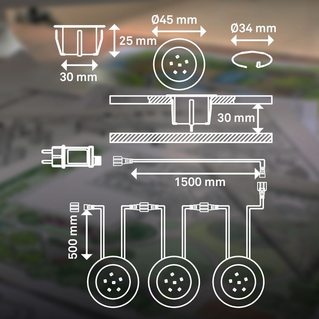CONNECT TO SHINE Starterset Padouk mit 3er Set LED Bodeneinbaustrahler IP67 21