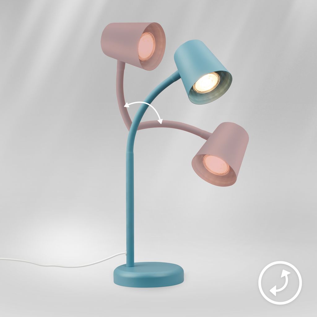 Lampe de table, 38,5 cm, 1x Gu10, max. 9W, Bleu de pigeon