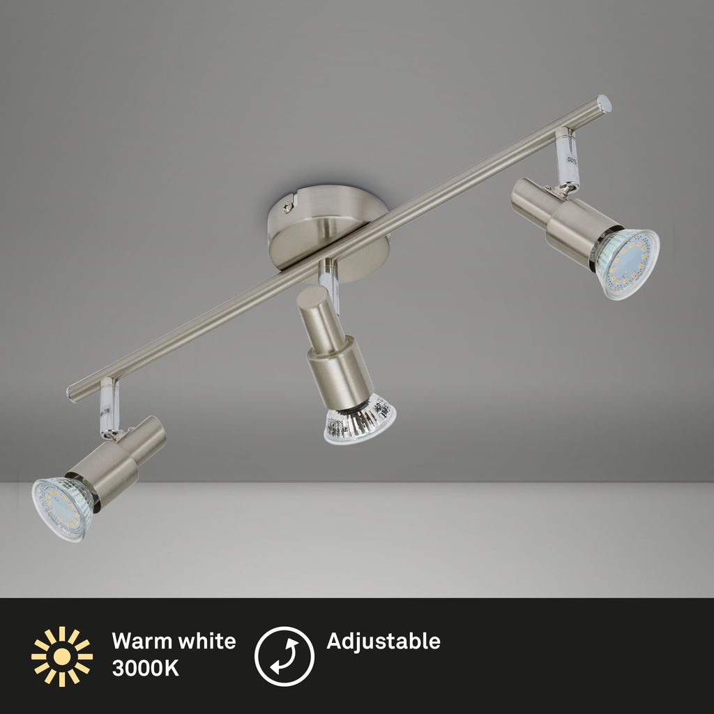 LED Deckenspot ? 3-flammig, GU10 9W, dreh- & schwenkbar, Warmweiß, Matt-Nickel